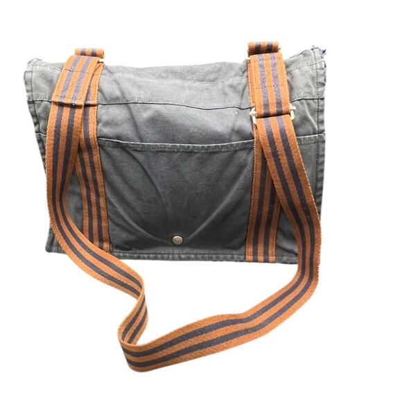 Hermès Navy Blue Fourre-Tout Messenger Bag with Orange Striped Handles - Picture 1 of 16
